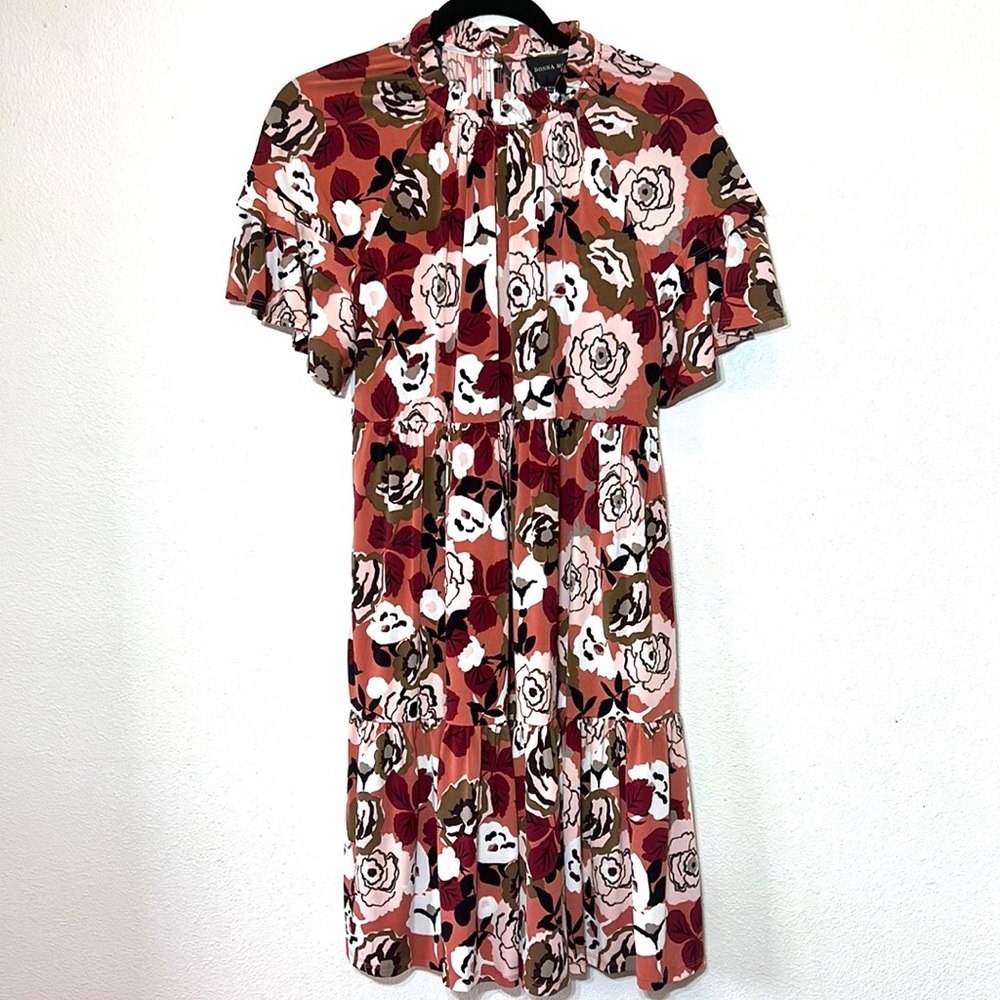 Donna Morgan Red Floral Ruffle Short Dress - Picture 4 of 9